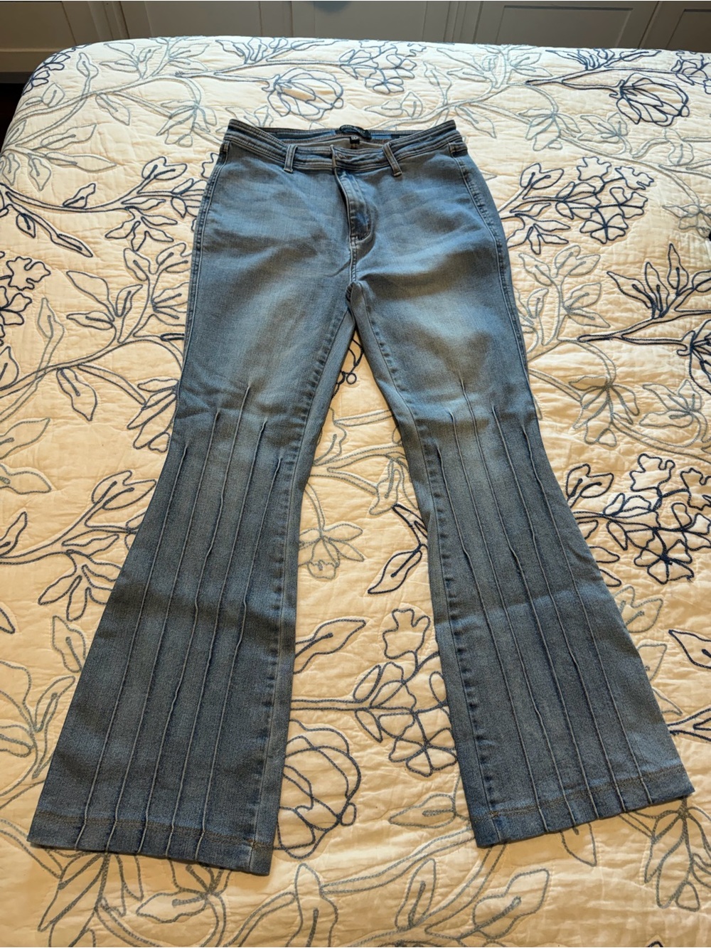 Judy Blue Light Blue Pleated Wide Leg Jeans
